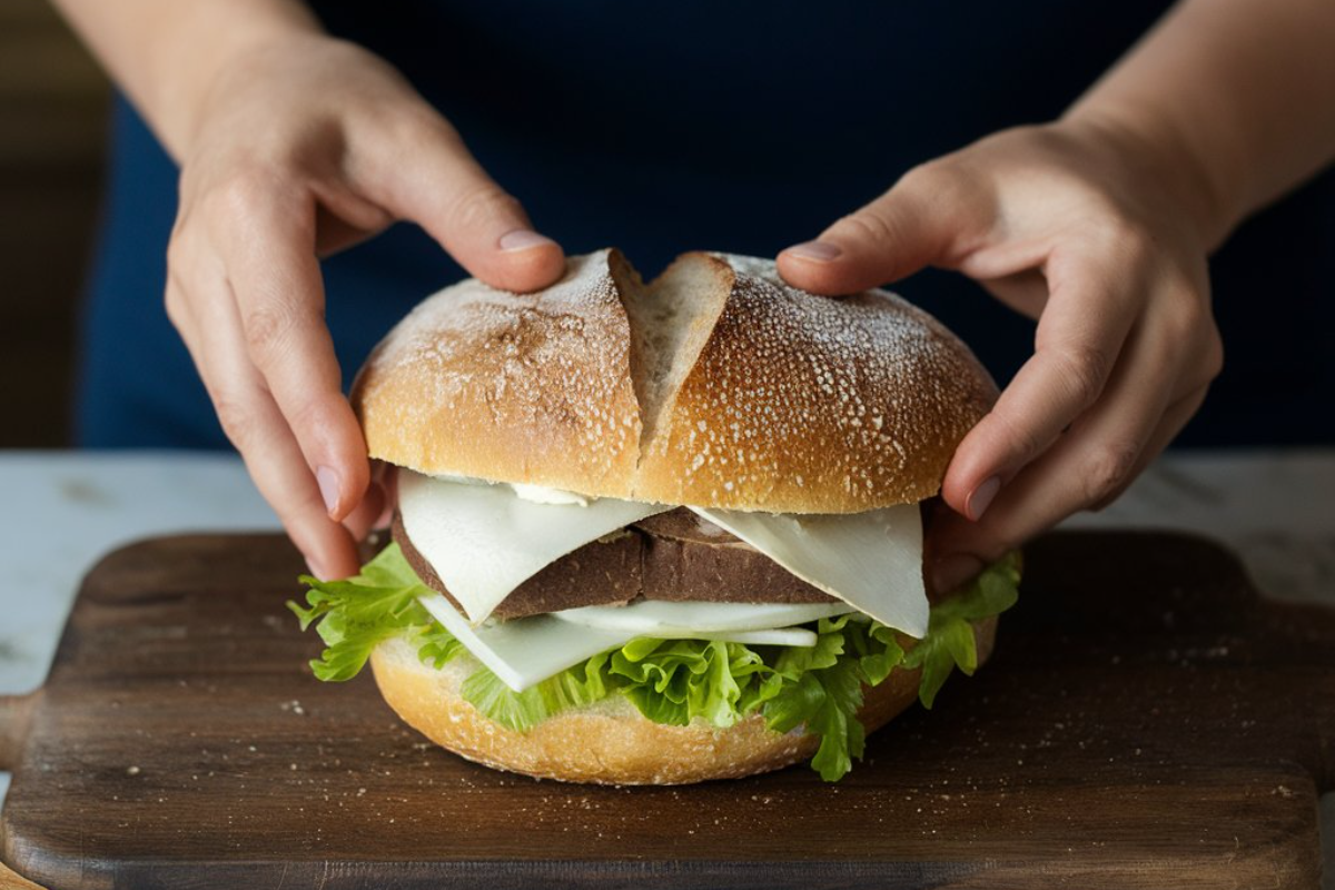 Sourdough bread with sandwich ingredients