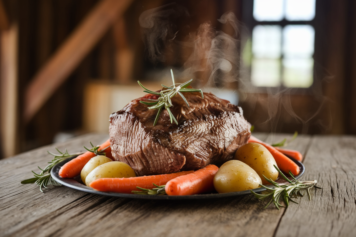 Tender Chuck Roast on a Plate with Vegetables