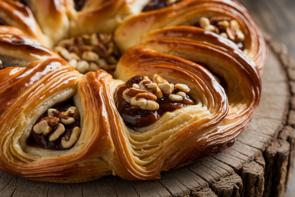 Freshly baked Nussgipfel pastries on a cooling rack.