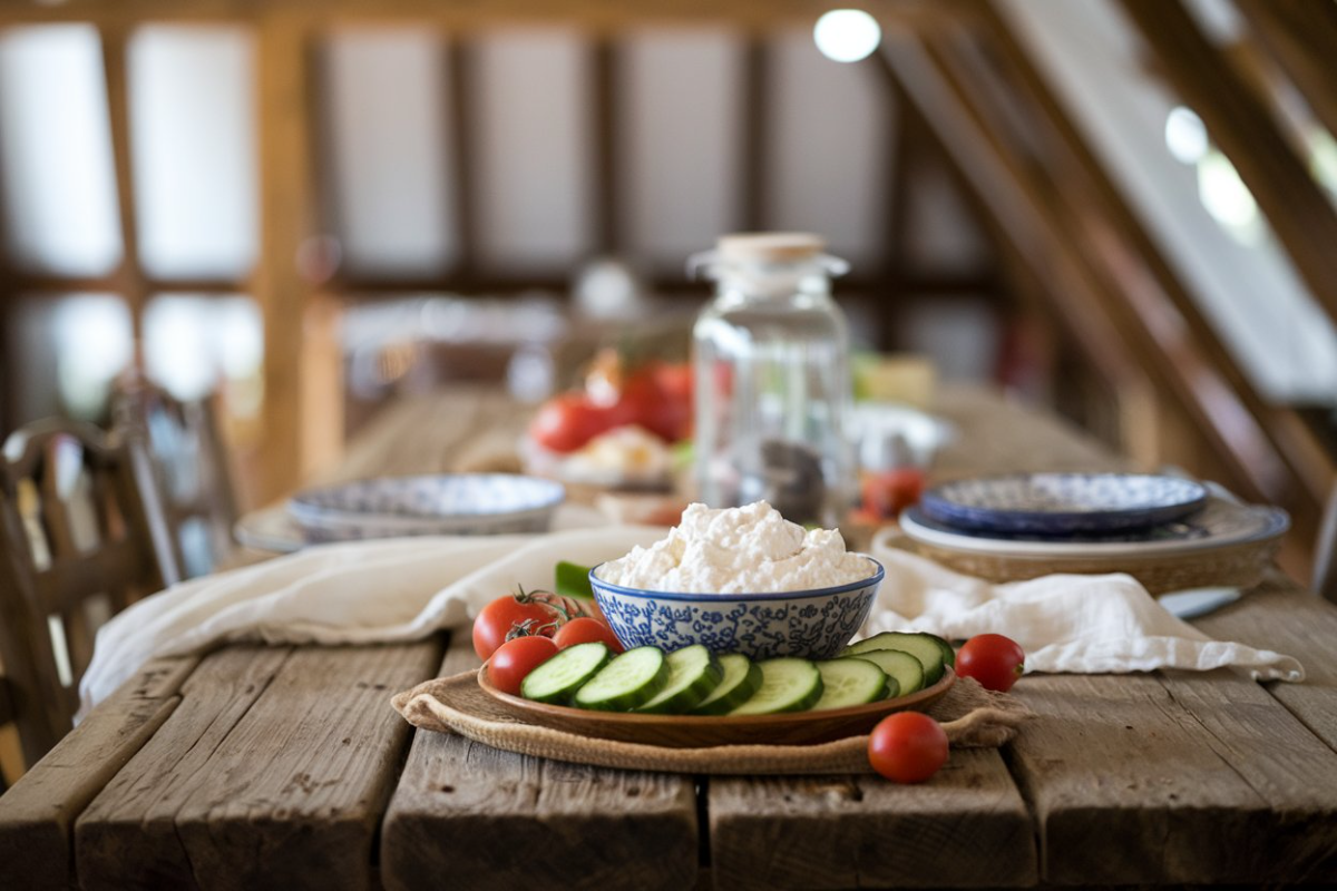 Creamy cottage cheese with a variety of fresh fruit toppings