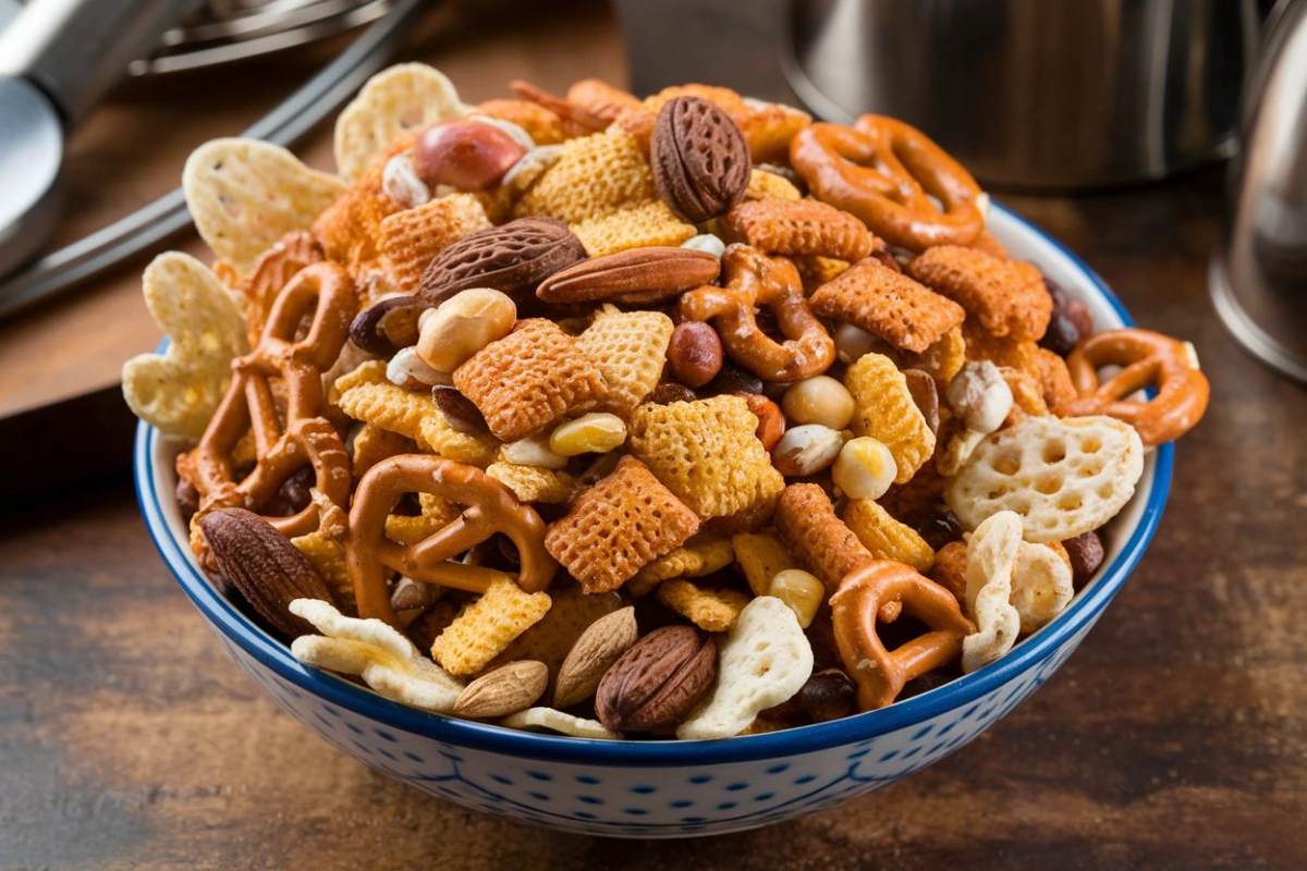 Homemade Chex Mix recipe made in the oven