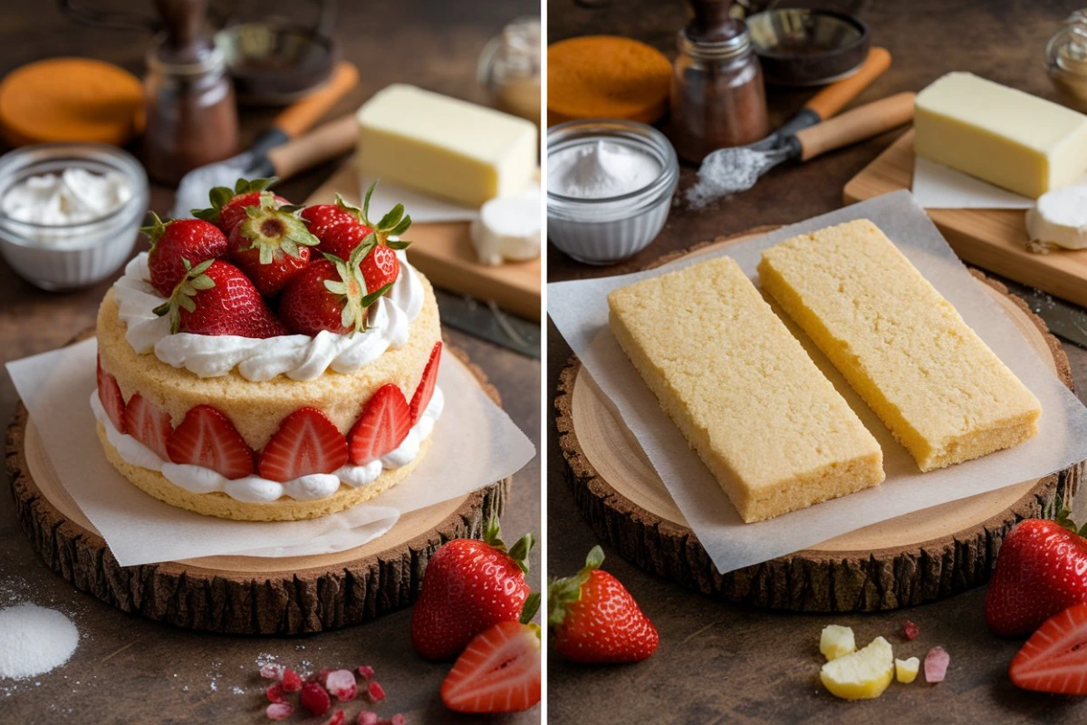 Shortcake and shortbread comparison with ingredients and texture