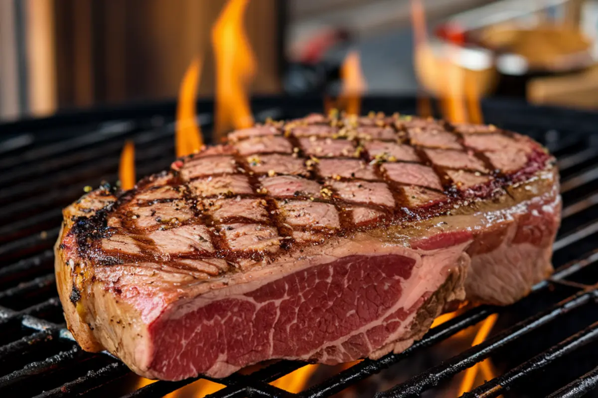 Grilling top round steak on a barbecue grill