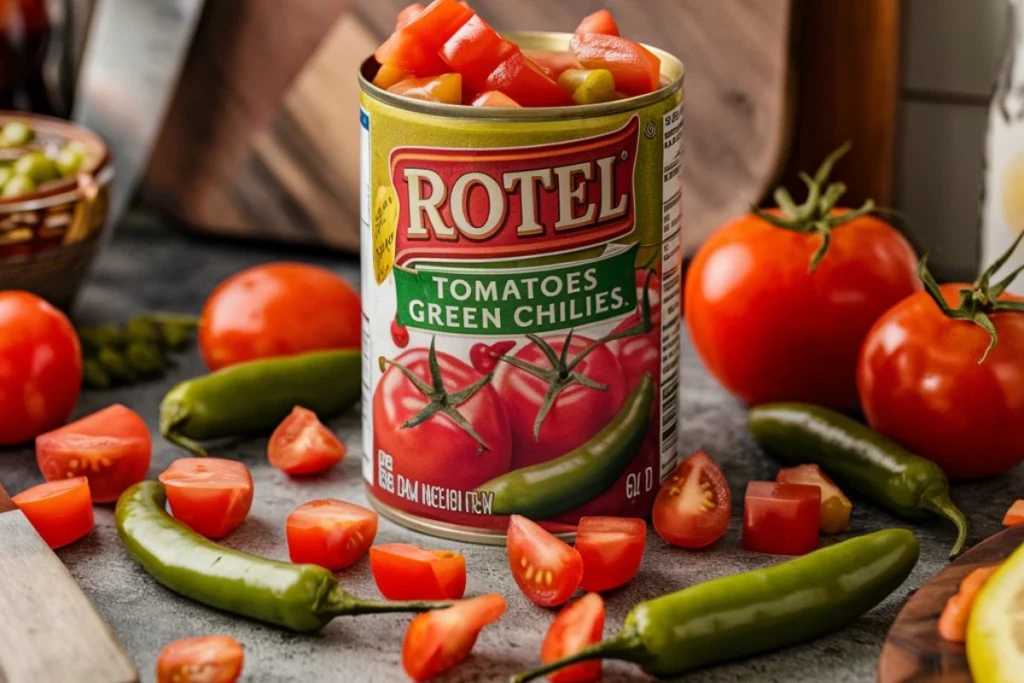 Canned Rotel Ingredients Including Tomatoes and Chilies