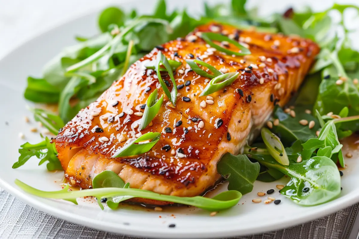 Miso Glazed Salmon with Fresh Greens