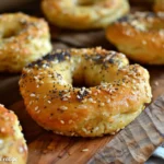 Fresh homemade sourdough bagels with a golden crust and chewy texture