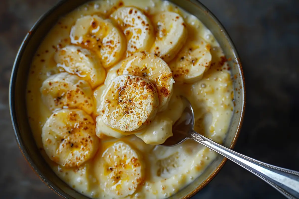 Fresh banana slices in banana pudding with no browning